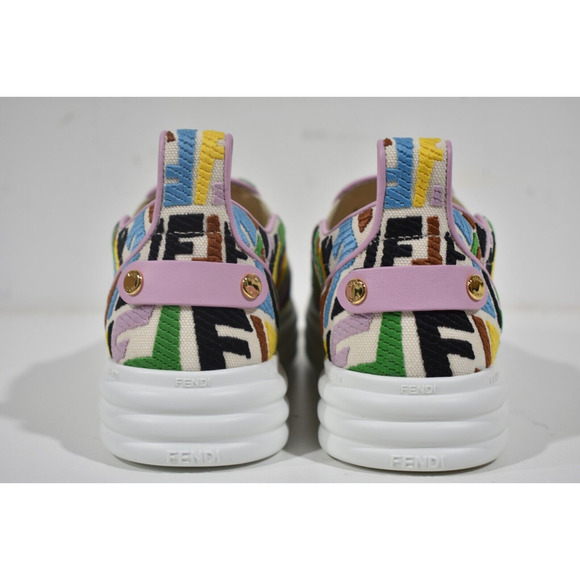 Fendi Vertigo Multicolor FF Logo Platform Low Top Trainer Slip On Sneaker 36 - Picture 11 of 12
